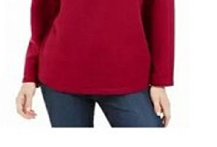 Karen Scott Suéter Feminino Médio Fleece Sólido Pulôver Vermelho Tamanho Médio
