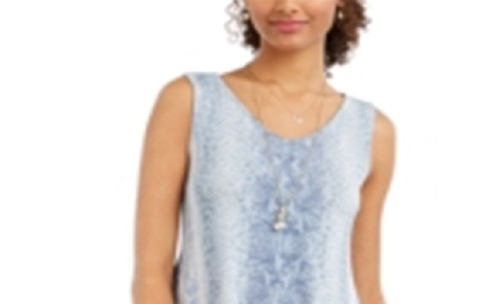 Vestido rodado sem mangas estampado feminino Style &amp; Co, azul, tamanho pequeno