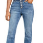 Calça jeans feminina de cintura alta com botões e corte bootcut da INC International Concepts, azul, tamanho 6