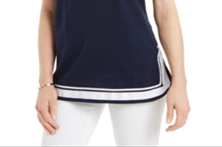 Túnica feminina Charter Club Seersucker Woven, azul, tamanho X-G