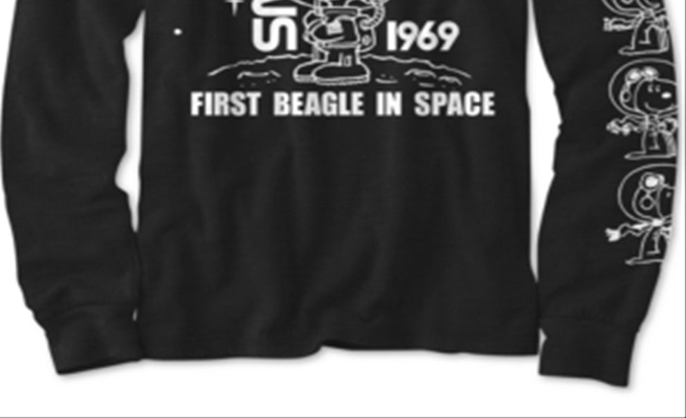 Camiseta Peanuts Big Boy's Snoopy no Espaço Preta Tamanho P