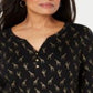 Karen Scott Top Henley com estampa de girafa para mulheres, preto, tamanho grande