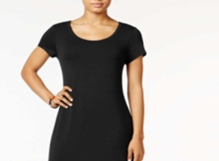 Vestido longo feminino com decote redondo, preto, tamanho pequeno, da Style &amp; Co