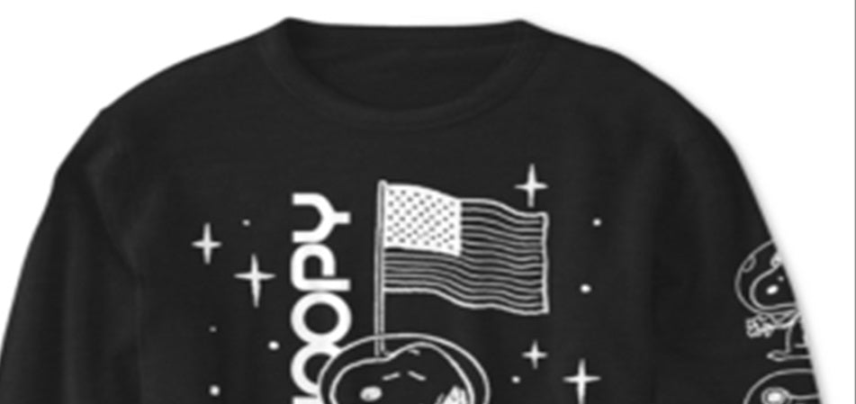 Camiseta Peanuts Big Boy's Snoopy no Espaço Preta Tamanho -G