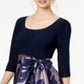 Vestido de festa feminino R &amp; M Richards com decote redondo floral abaixo do joelho, tamanho 14, azul