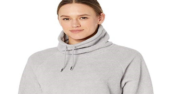 Camiseta de treino Nike Therma Fleece Cowlneck feminina, cinza, tamanho XS