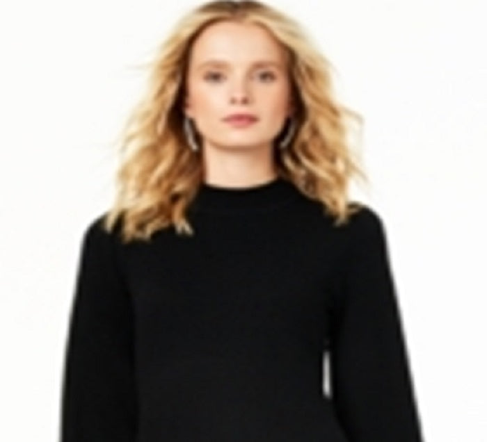 Vestido justo de cashmere com decote falso feminino Charter Club, preto, tamanho médio
