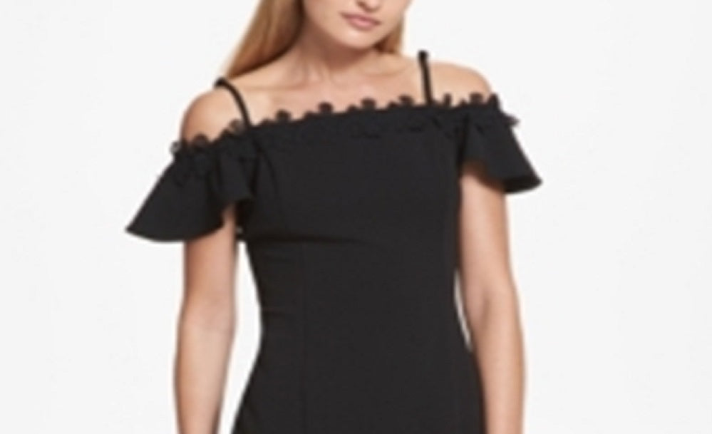 Vestido Kensie Scuba feminino ombro a ombro preto tamanho 14