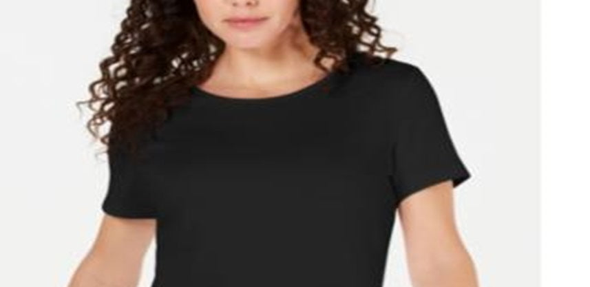 Camiseta feminina Karen Scott lisa preta tamanho pequeno