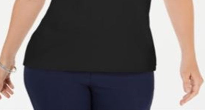 Camiseta feminina Karen Scott lisa preta tamanho pequeno