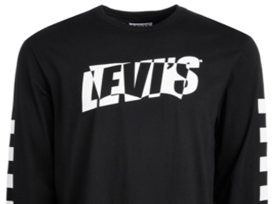Camiseta Levi's Masculina com Logo e Gráficos nas Mangas, Preta, Tamanho Médio
