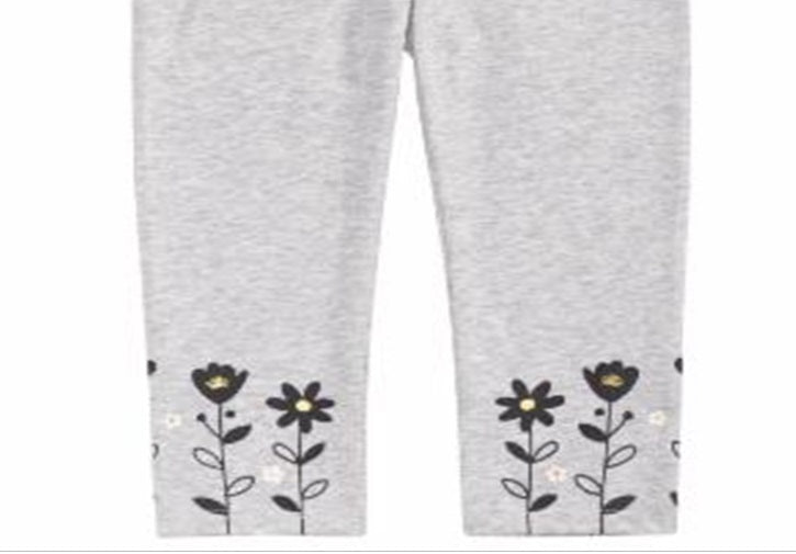 Leggings com bainha floral para bebê First Impressions, cinza, tamanho 24 meses