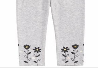 Leggings com bainha floral para bebê First Impressions, cinza, tamanho 24 meses