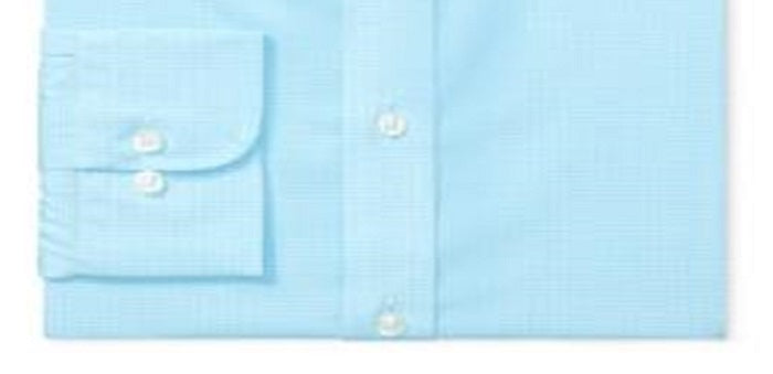 Camisa social masculina Ralph Lauren Slim Fit de algodão, sem passar, azul, tamanho 17,5 x 34 x 35