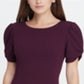 Vestido feminino DKNY de manga curta, gola alta, acima do joelho, estilo flare, para usar no trabalho, roxo, tamanho 4