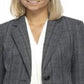 Blazer feminino Kasper com gola entalhada e um botão, xadrez, verde, tamanho 16