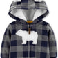 Macacão Carter's Boy's Plaid Buffalo Check com orelhas de urso polar e capuz de lã cinza, tamanho 3MOS