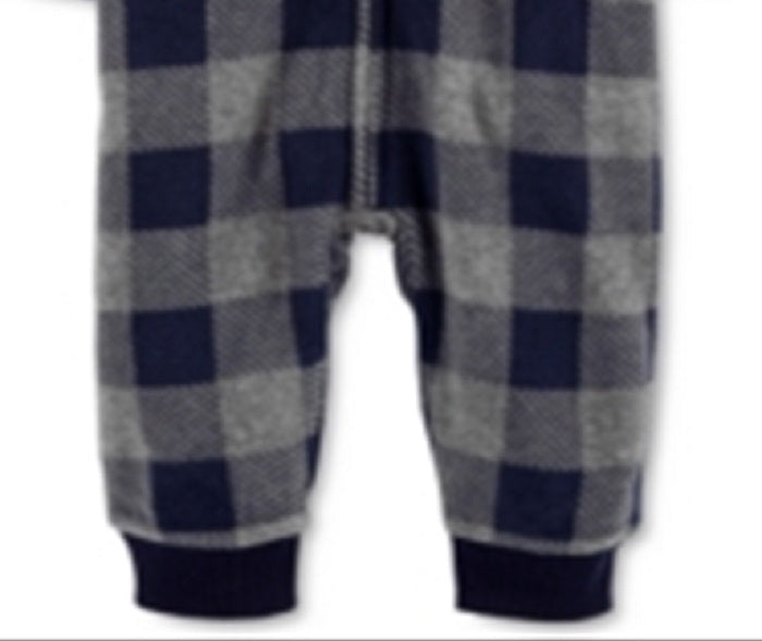 Macacão Carter's Boy's Plaid Buffalo Check com orelhas de urso polar e capuz de lã cinza, tamanho 3MOS