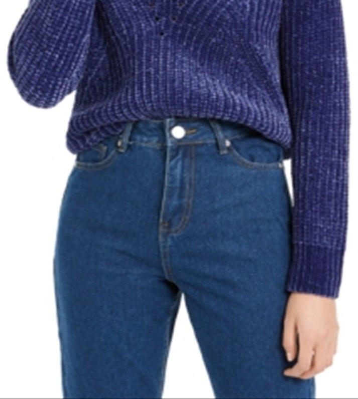 Suéter curto feminino Bar III com decote em V e ilhós, roxo, tamanho extragrande