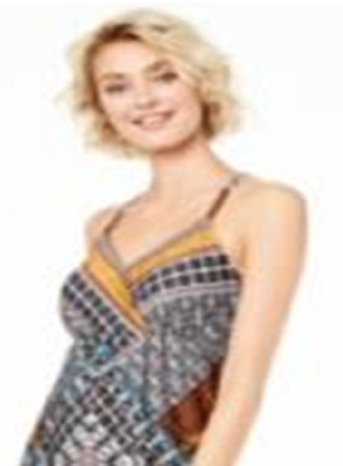 Vestido longo feminino estampado com decote em V e alças finas da INC International Concepts, vários tamanhos, pequeno e médio