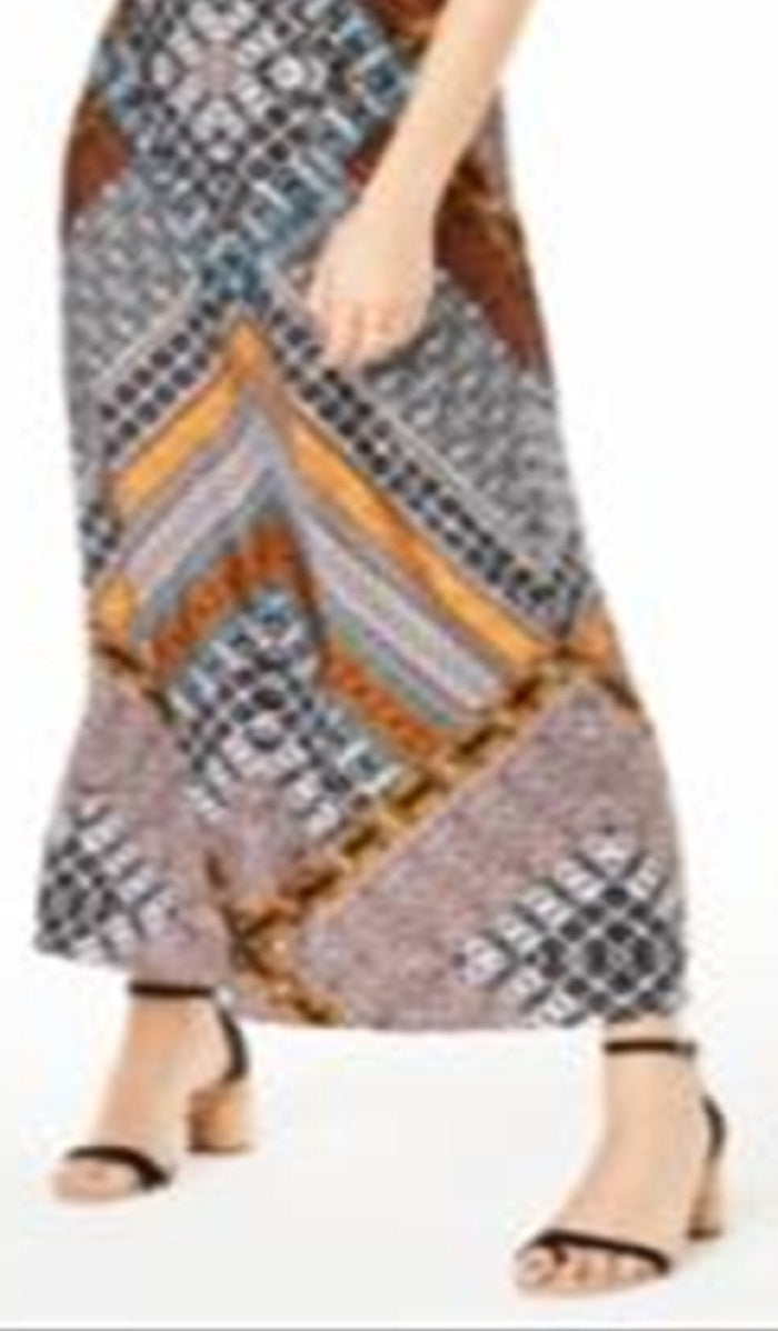 Vestido longo feminino estampado com decote em V e alças finas da INC International Concepts, vários tamanhos, pequeno e médio