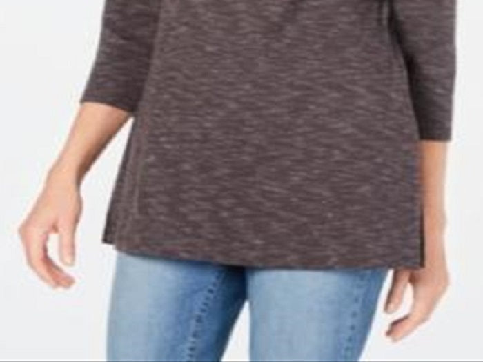 Karen Scott Blusa Feminina Gola Canoa Space Dyed Preta Tamanho P