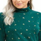 Blusa feminina Karen Scott com estampa de gola alta, verde, tamanho pequeno