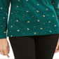 Blusa feminina Karen Scott com estampa de gola alta, verde, tamanho pequeno