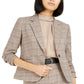 Blazer xadrez feminino Bar III com um botão, marrom, tamanho 2
