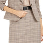 Blazer xadrez feminino Bar III com um botão, marrom, tamanho 2