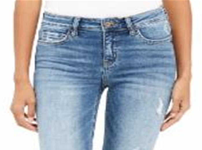 Calça jeans skinny feminina Flying Monkey Destructed azul tamanho 27