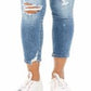 Calça jeans skinny feminina Flying Monkey Destructed azul tamanho 27
