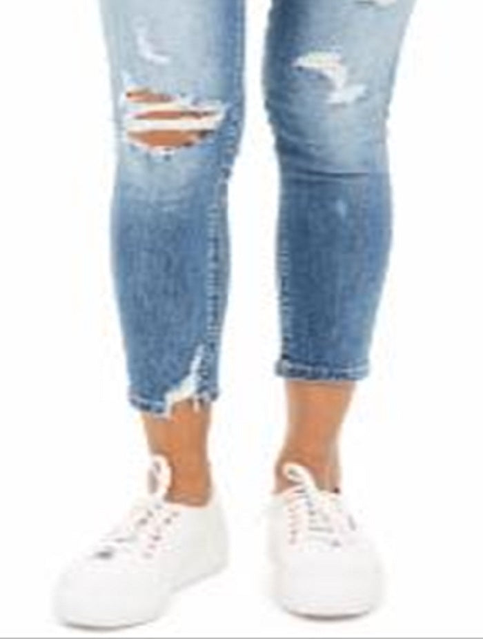 Calça jeans skinny feminina Flying Monkey Destructed azul tamanho 27