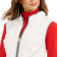 Colete feminino Charter Club de algodão acolchoado com zíper frontal, tamanho pequeno, branco, extrapequeno