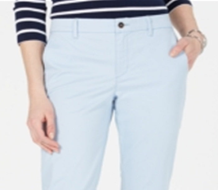 Calça reta feminina Tommy Hilfiger Hampton Chino, azul, tamanho 8