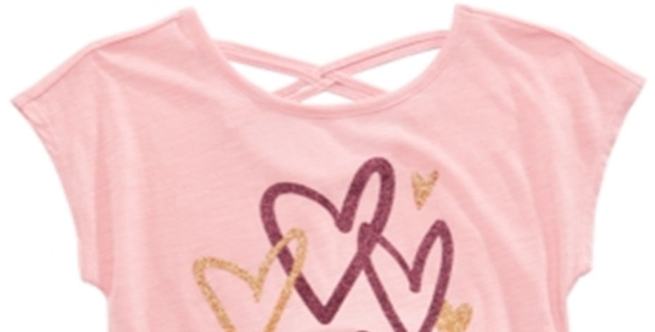 Camiseta Epic Threads Big Girl's Scribble Heart Rosa Tamanho Médio
