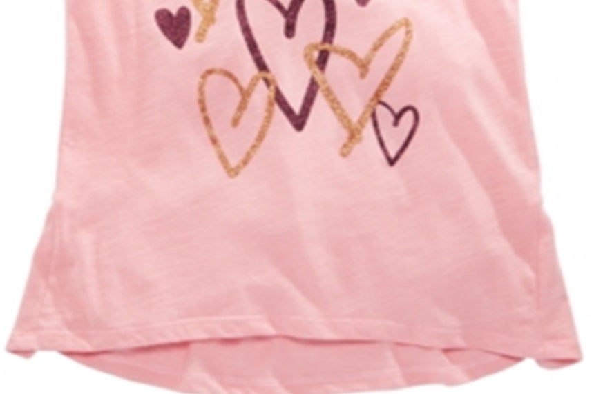 Camiseta Epic Threads Big Girl's Scribble Heart Rosa Tamanho Médio