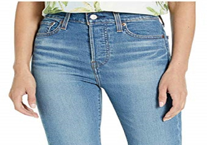 Calça jeans feminina Levi's Distressed Cropped Azul Tamanho 29