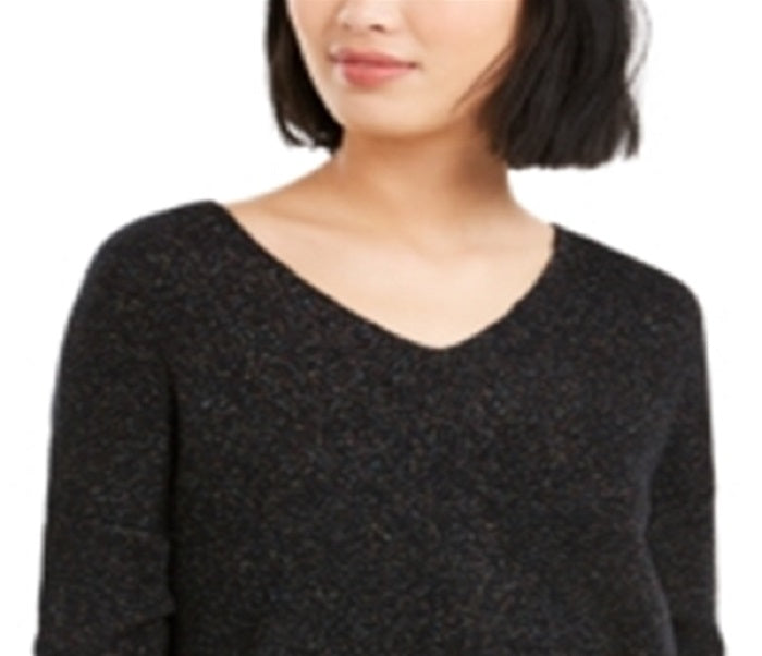 Bar III Suéter Feminino Glitter Wear 2 Ways Preto Tamanho Grande