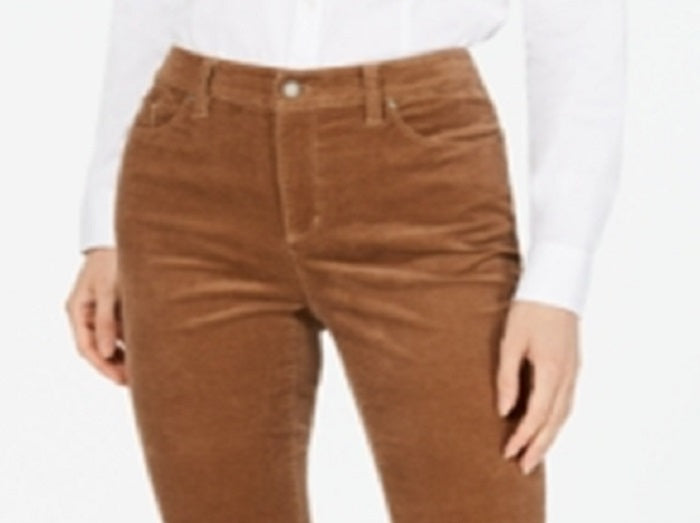 Calças de controle de barriga de veludo cotelê Lexington feminino Charter Club, marrom, tamanho 4