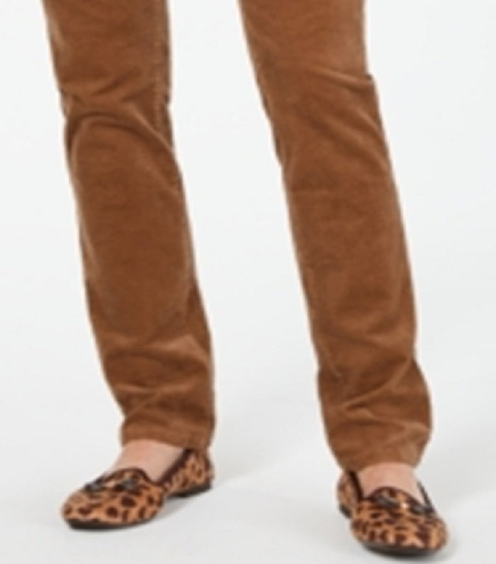 Calças de controle de barriga de veludo cotelê Lexington feminino Charter Club, marrom, tamanho 4