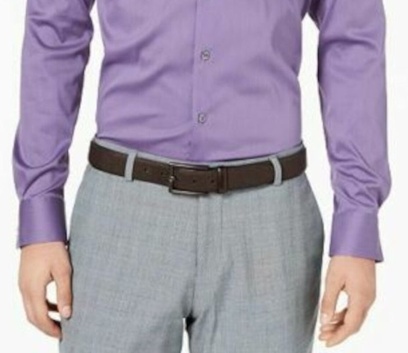 Camisa social masculina Alfani de algodão com gola roxa, tamanho 18,5 x 36 x 37