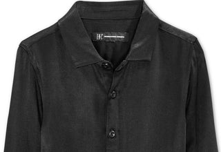 Camisa social Eddie de cetim com botões frontais para meninos da INC International Concepts, preta, tamanho grande