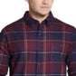 Camisa social masculina xadrez xadrez vintage à prova de intempéries, tamanho grande, vermelha