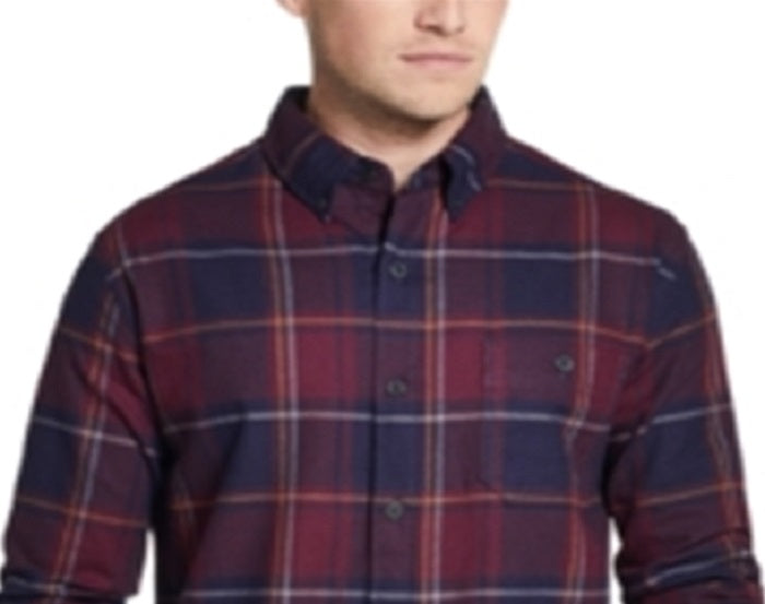 Camisa social masculina xadrez xadrez vintage à prova de intempéries, tamanho grande, vermelha
