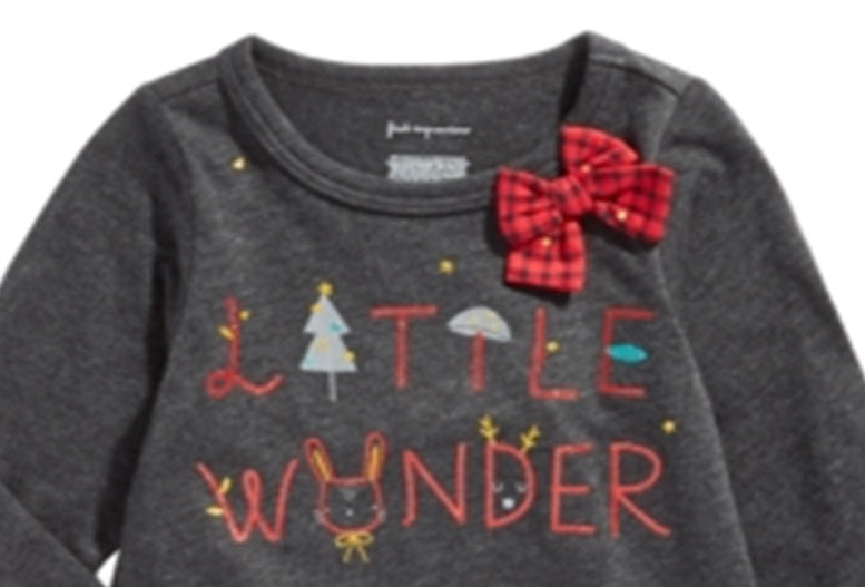 Camiseta Infantil First Impressions Baby Girl Little Wonder Cinza Tamanho 18M