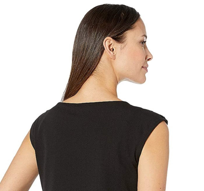 Blusa Calvin Klein Feminina Sem Mangas com Botões no Ombro Preta Tamanho Grande