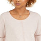 Blusa feminina estilo &amp; co com manga sino e acabamento em crochê, marrom, tamanho pequeno