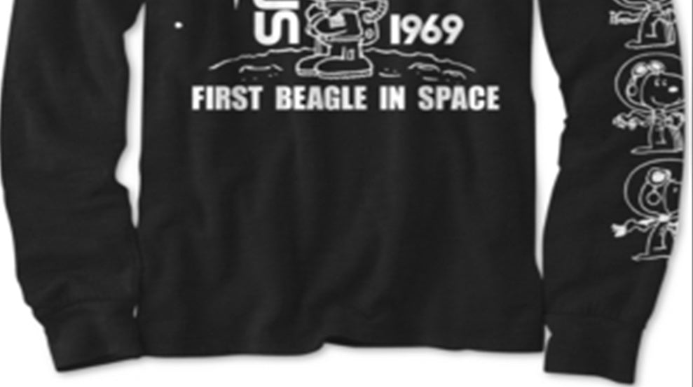 Camiseta Peanuts Big Boy's Snoopy no Espaço Preta Tamanho X-G