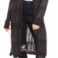 Cardigan Pointelle Duster para calouros e juniores, preto, tamanho M